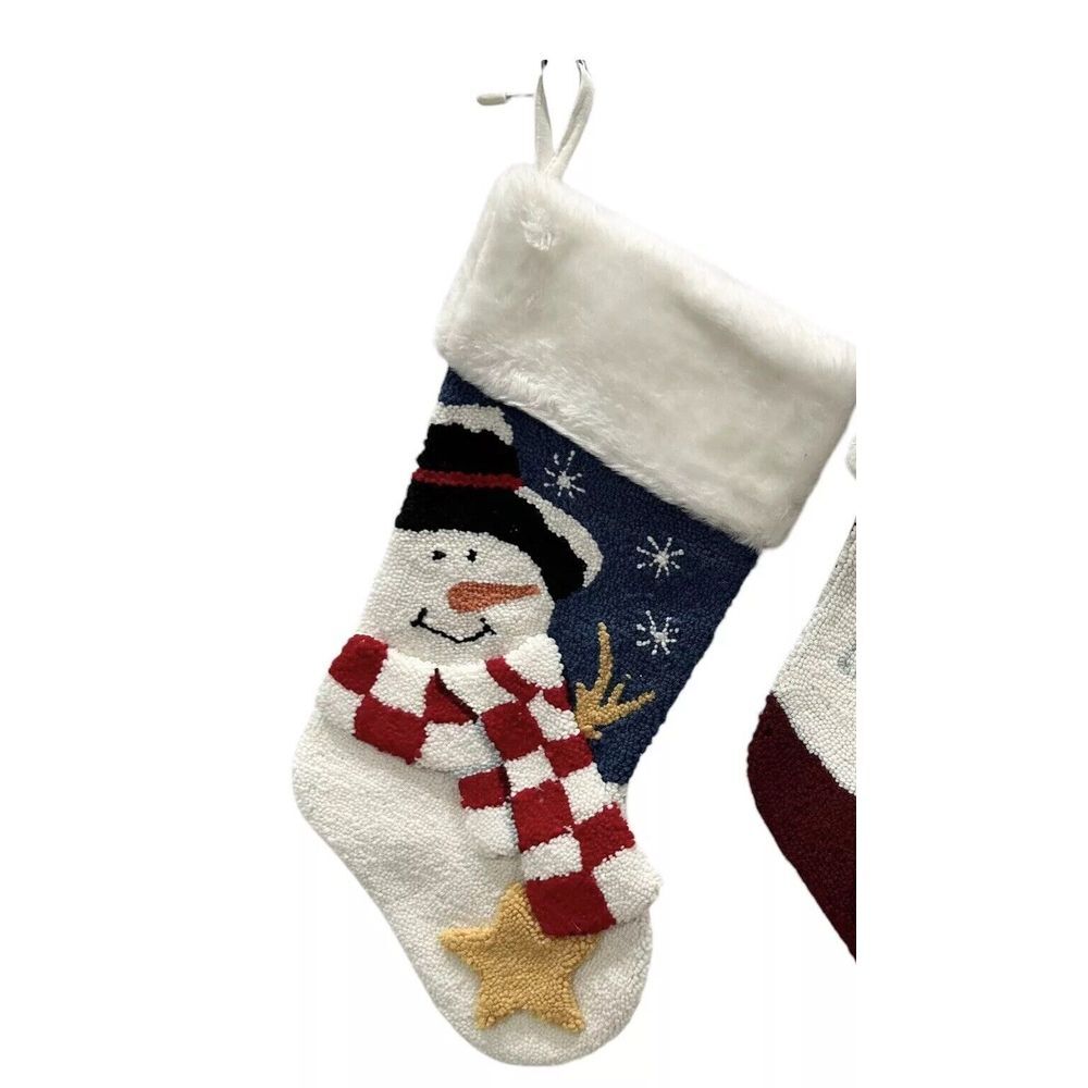 SNOWMAN Hooked‎ Loop 18" Christmas Stocking • 3D Effect New JCP
